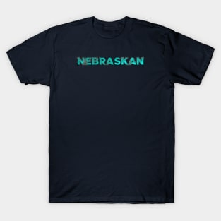 Nebraskan - Turquoise Textured Type Design T-Shirt